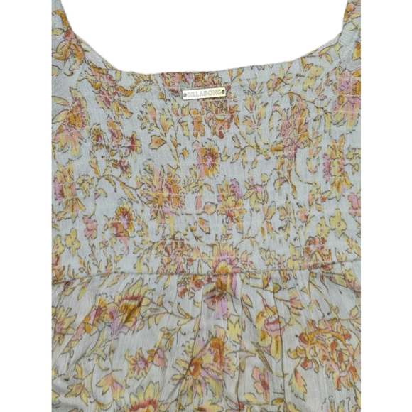 Women's Billabong Dress XS White Yellow Floral Swept Away Midi Beach MSRP $89.95 - Picture 5 of 7